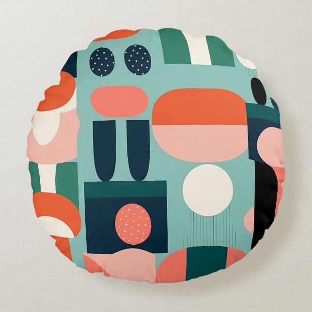 Coussins Ronds Oreiller géométrique rétro demi-cercle (Devant)