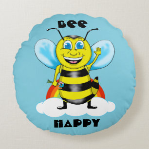 Coussins Ronds Oreiller Happy Bee