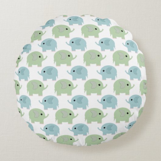 Coussins Ronds Oreiller jetable rond éléphants mignons (Devant)