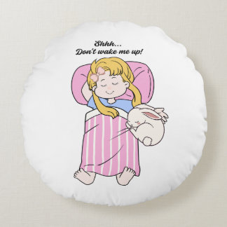 Coussins Ronds Oreiller jeté de fille mignonne endormie