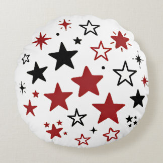 Coussins Ronds Oreiller jeté double face à motif d'étoiles coloré