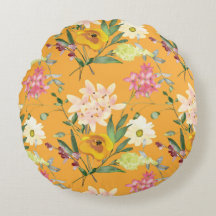 Oreiller jeté floral aquarelle joyeux