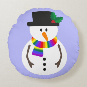 Coussins Ronds Oreiller jeté rond bonhomme de neige LGBT+ Pride