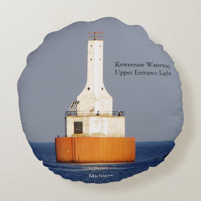 Coussins Ronds oreiller Keweenaw Waterway Upper Entrane Light (Dos)