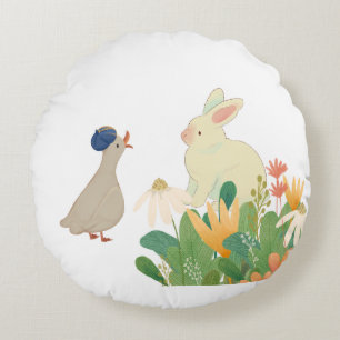 Coussins Ronds Oreiller Lapin et Oiseau de la Forêt Nurserie Fa