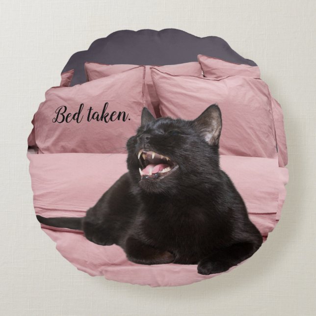 Coussins Ronds Oreiller Laughing Chat Noir (Devant)