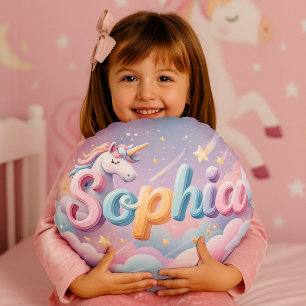 Coussins Ronds Oreiller Licorne Pastel Personnalisé Sophia