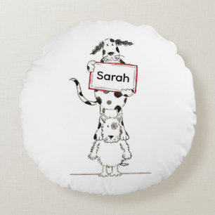 Coussins Ronds Oreiller personnalisé avec chien acrobate mignon
