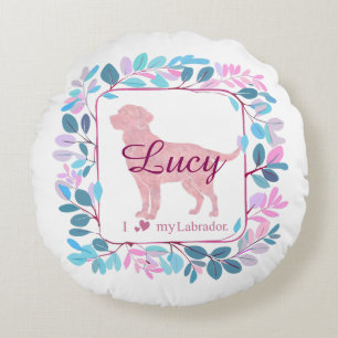 Coussins Ronds Oreiller personnalisé Labrador Retriever rose past