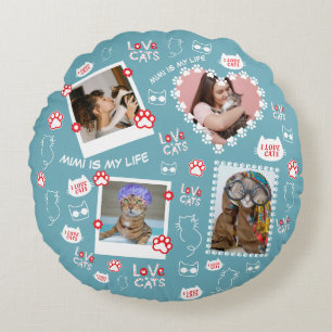 Coussins Ronds Oreiller personnalisé pour chat avec photos du vis