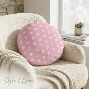 Coussins Ronds Oreiller rond à motif de fleurs épanouies pour déc