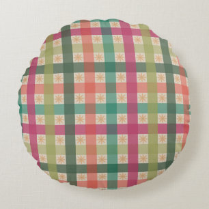 Coussins Ronds Oreiller rond à motif de fleurs géométriques et gi