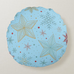 Coussins Ronds "Oreiller rond à motif étoile bleu pastel