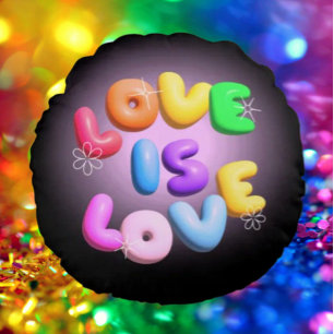 Coussins Ronds Oreiller rond arc-en-ciel 3D "L'amour est l'amour"