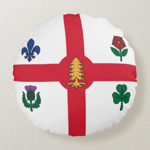 Coussins Ronds Oreiller rond avec le drapeau de Montréal, Canada