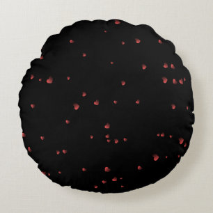 Coussins Ronds Oreiller rond avec thème de cœur et fond noir