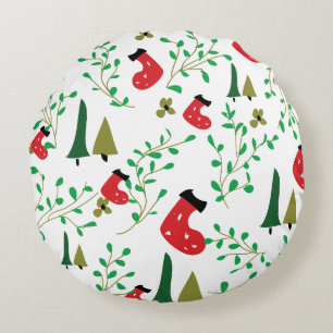 Coussins Ronds Oreiller rond blanc de Noël