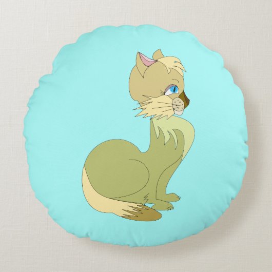 Coussins Ronds Oreiller Rond Chat Mignon (Devant)