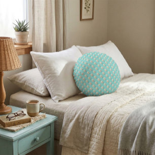 Coussins Ronds Oreiller rond chic perle et turquoise