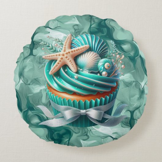 Coussins Ronds Oreiller rond Cupcake Tropical Mint Seashell (Devant)