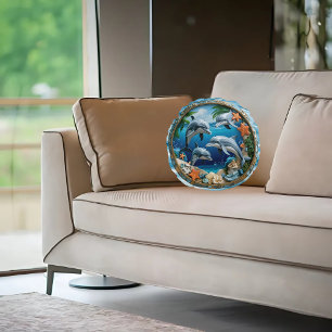 Coussins Ronds Oreiller rond dauphins Ocean Whirl