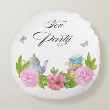Oreiller rond de fête de thé floral vintage