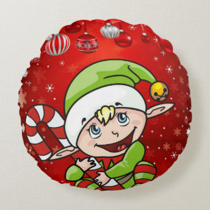 Coussins Ronds Oreiller rond de Noël, Elfe