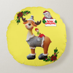 Coussins Ronds Oreiller rond de Noël, Joyeux Noël