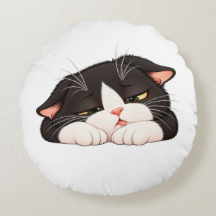 Coussins Ronds Oreiller rond drôle de chat smoking endormi – Ne p