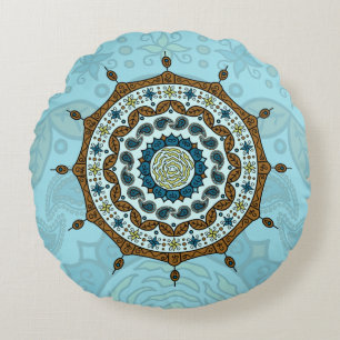 Coussins Ronds Oreiller Rond en Cuivre Mehndi Fantasy