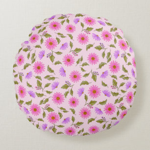 Coussins Ronds Oreiller rond en dentelle florale lavande rose II