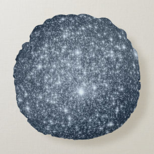 Coussins Ronds Oreiller rond étoiles bleu acier foncé