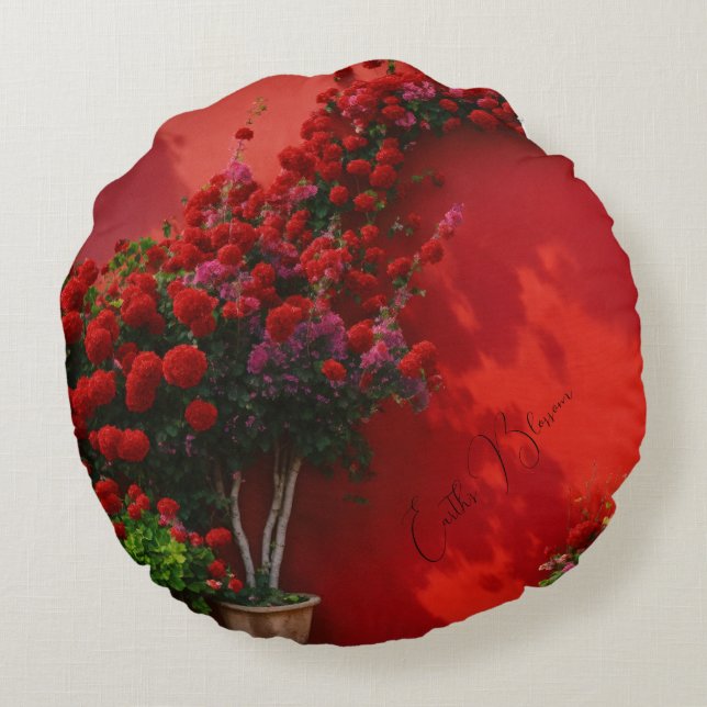 Coussins Ronds Oreiller rond Fleur de la Terre (Dos)