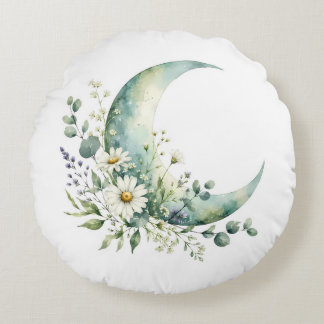 Coussins Ronds Oreiller rond Fleurs sauvages au clair de lune