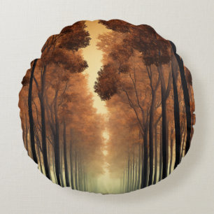 Coussins Ronds Oreiller rond jeté avec logo d'arbre de forêt