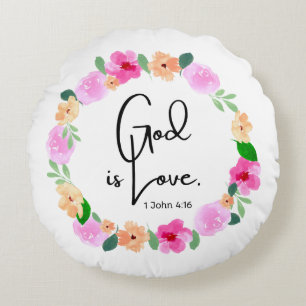 Coussins Ronds Oreiller rond jeté Dieu est Amour Verset de la Bib