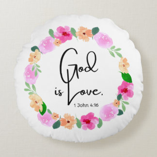 Coussins Ronds Oreiller rond jeté Dieu est Amour Verset de la Bib