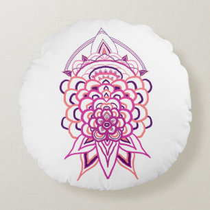 Coussins Ronds Oreiller rond jeté mandala floral rose Esthétiqu