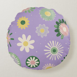 Coussins Ronds Oreiller rond lavande en forme de marguerite