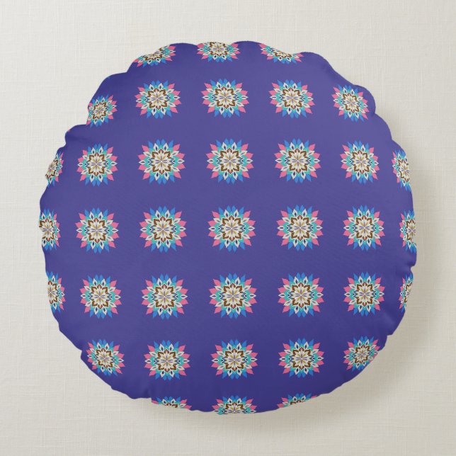 Coussins Ronds Oreiller rond mandala violet (Devant)
