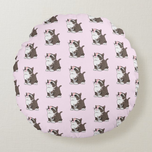 Coussins Ronds Oreiller Rond Mignon Chatons (Devant)