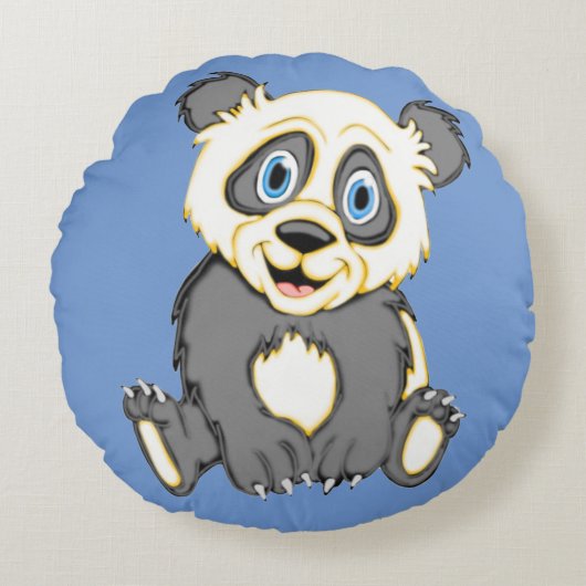Coussins Ronds Oreiller rond Panda souriant (Devant)