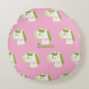 Coussins Ronds Oreiller rond pastel personnalisé avec chevaux mig
