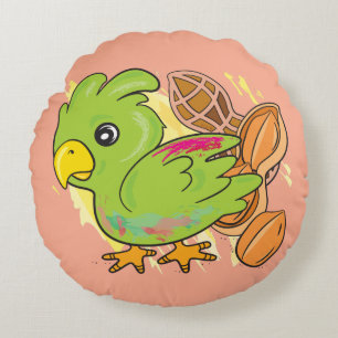 Coussins Ronds Oreiller rond perroquet et tortue de mer
