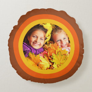 Coussins Ronds Oreiller rond photo marron orange Rétro 70's