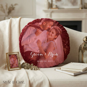 Coussins Ronds Oreiller Rond Photo Personnalisé pour les Couples