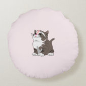 Coussins Ronds Oreiller rond rose avec bébé chat (Dos)