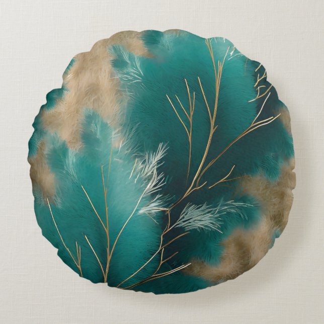 Coussins Ronds Oreiller sarcelle Boho – Conception de décoration  (Devant)