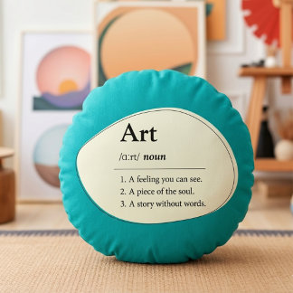 Coussins Ronds Oreiller sarcelle de style dictionnaire d'art pers