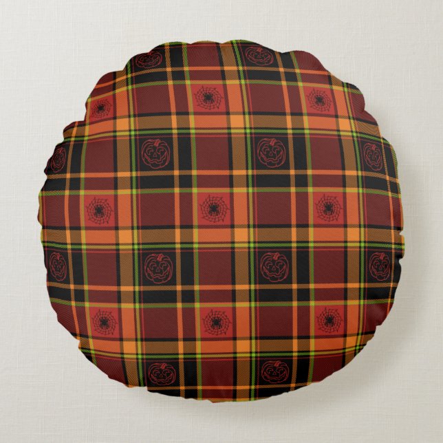 Coussins Ronds Oreillers à lancer de collection Plaid d'Halloween (Devant)